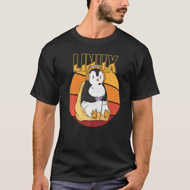 Gamer Penguin Linux Root Party Nerd Programmer Com T-Shirt (Front)