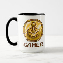 Gamer Pixel Joystick Emblem - Retro Gaming