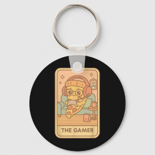 Gamer Pizza Tarot Card Funny Women Boys Girls Teen Keychain