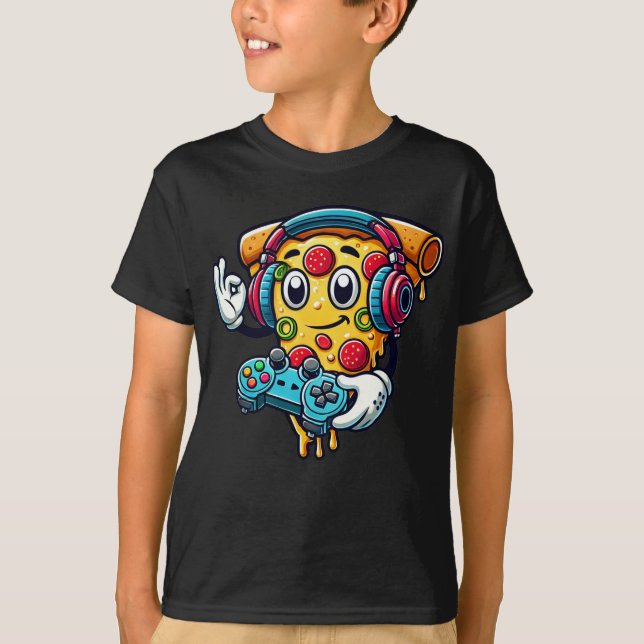 Gamer Pizza Video Gaming Food T-shirt (Front)