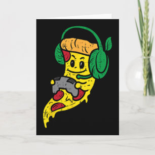 Gamer Pizza Video Gaming Funny Food Men Boys Kids Card