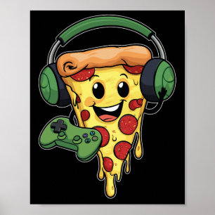 Gamer Pizza Video Gaming Funny Video Gamer Pizza L Poster