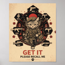 Gamer Poster Tactical Soldier Cat Please Recall Me