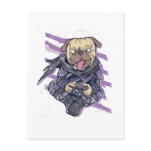 Gamer Pug Ninja Neon Look Teens Graphics Gift Cool