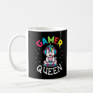 Gamer Queen Unicorn Playing Video Games Kids Girls Coffee Mug