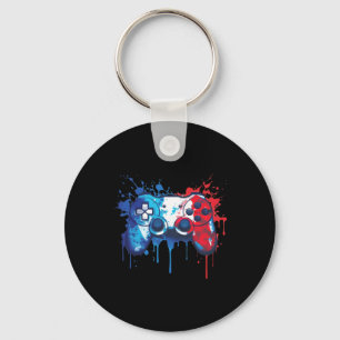 Gamer - Red White Blue 4th Of July Video Game 1  Keychain
