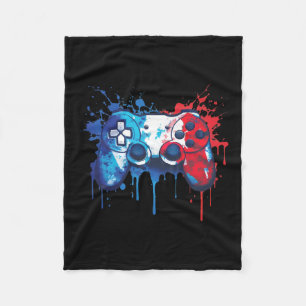 Gamer - Red White Blue 4th Of July Video Game 2 Fleece Blanket