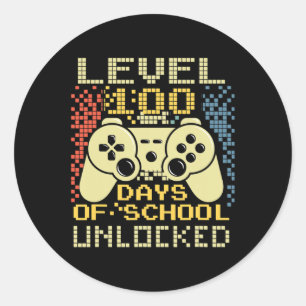 Gamer Retro 100th Day Teacher 100 Days Of School B Classic Round Sticker