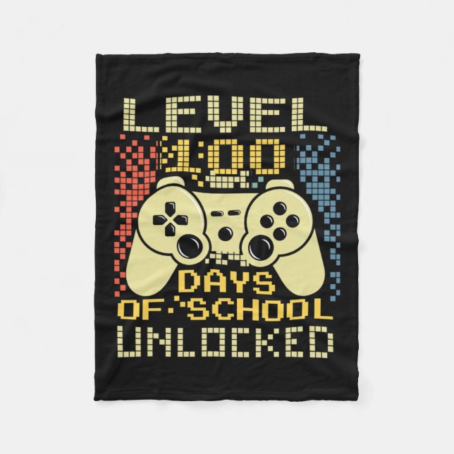 Gamer Retro 100th Day Teacher 100 Days Of School B Fleece Blanket (Front)
