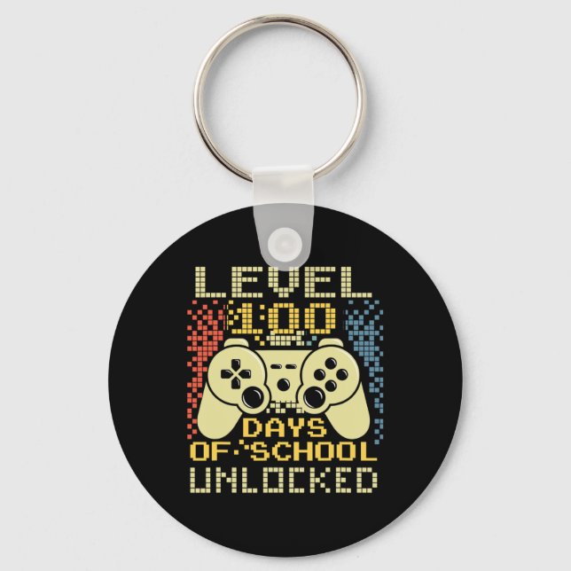 Gamer Retro 100th Day Teacher 100 Days Of School B Keychain (Front)