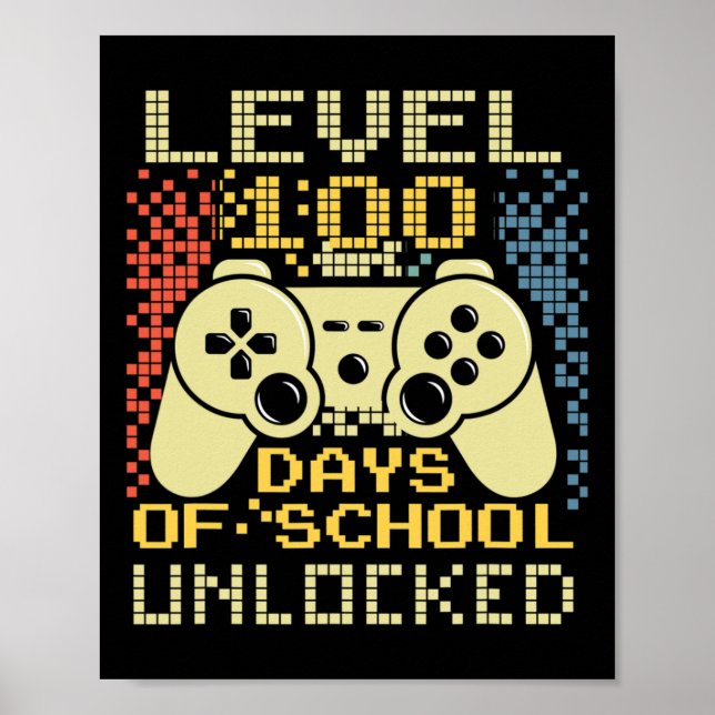 Gamer Retro 100th Day Teacher 100 Days Of School B Poster (Front)