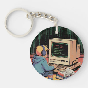 Gamer rétro enfant sur ordinateur Vintage Pixel Ar