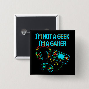Gamer Retro Neon 2 Inch Square Button