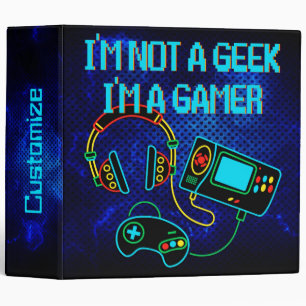 Gamer Retro Neon Blue Binder