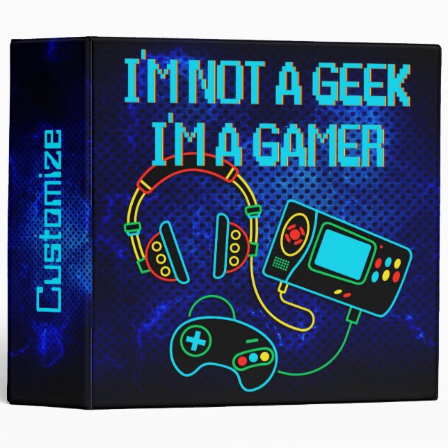 Gamer Retro Neon Blue Binder (Front/Spine)