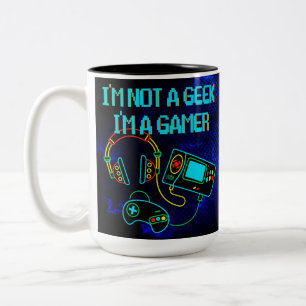 Gamer Retro Neon Blue Two-Tone Coffee Mug