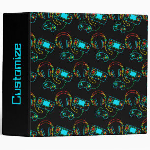 Gamer Retro Neon Pattern Binder