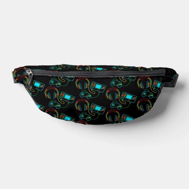 Gamer Retro Neon Pattern  Fanny Pack (Lay Down)