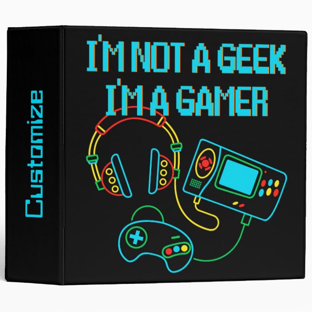 Gamer Retro Neon Personalized Binder (Front/Spine)