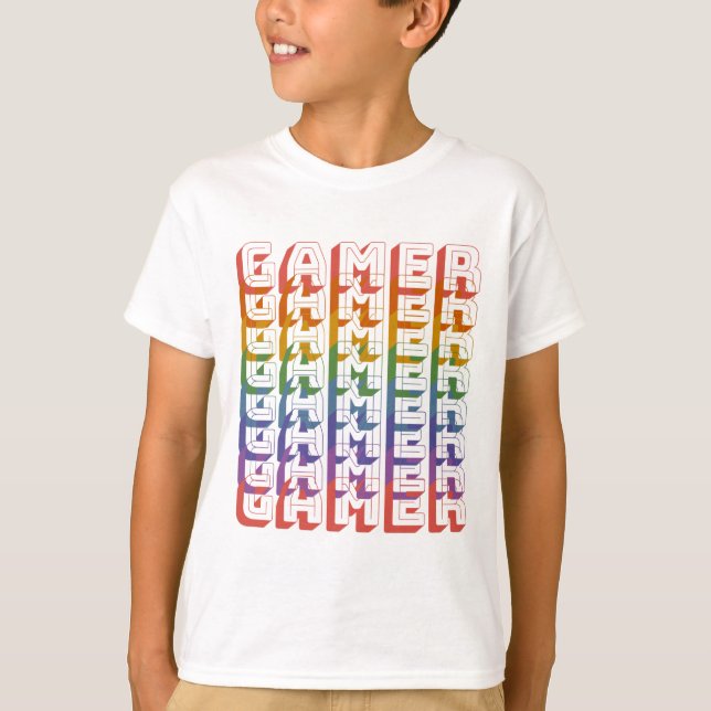 Gamer Retro Rainbow T-Shirt (Front)