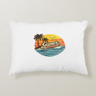 Gamer Retro Sunset Design Accent Pillow
