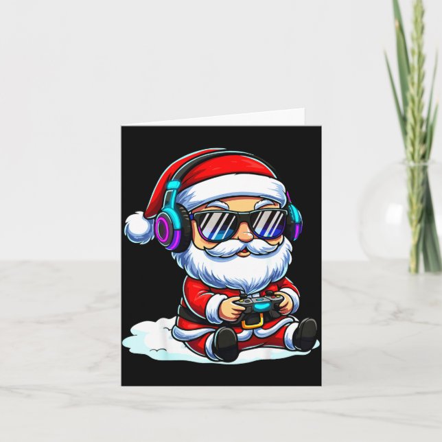 Gamer Santa Video Game Christmas Gaming  Card (Front)