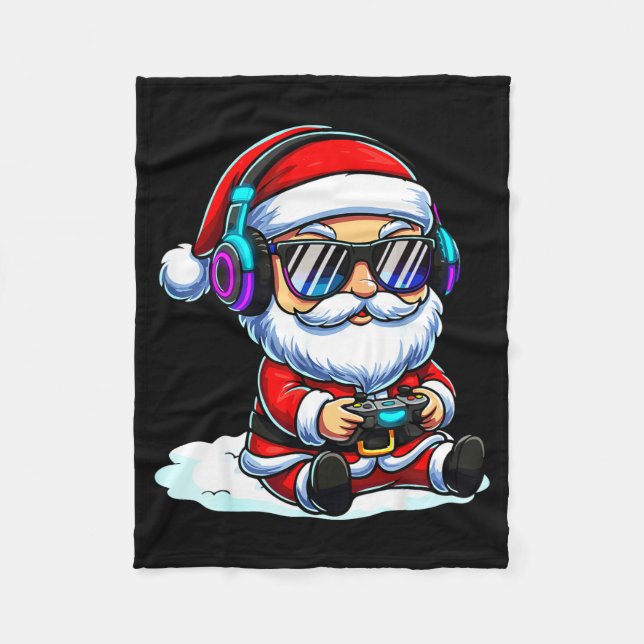 Gamer Santa Video Game Christmas Gaming  Fleece Blanket (Front)