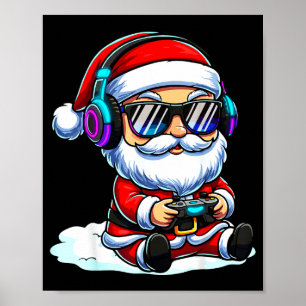Gamer Santa Video Game Christmas Gaming  Poster