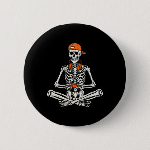 Gamer Skeleton Halloween Video Game Controller Boy 2 Inch Round Button