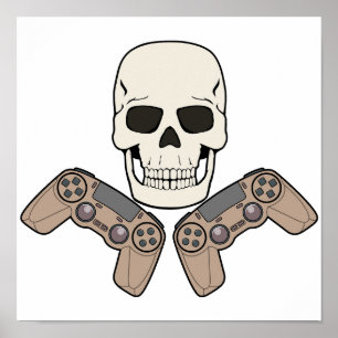 GAMER SKULL Jolly Roger Digital Downloadable PNG Poster