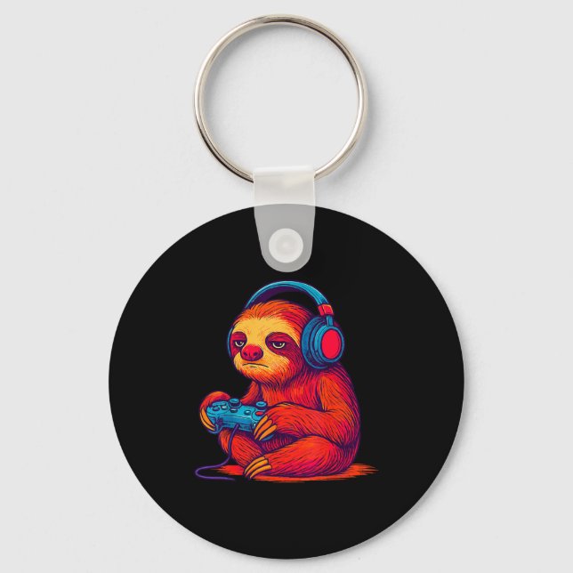 Gamer Sloth  Keychain (Front)