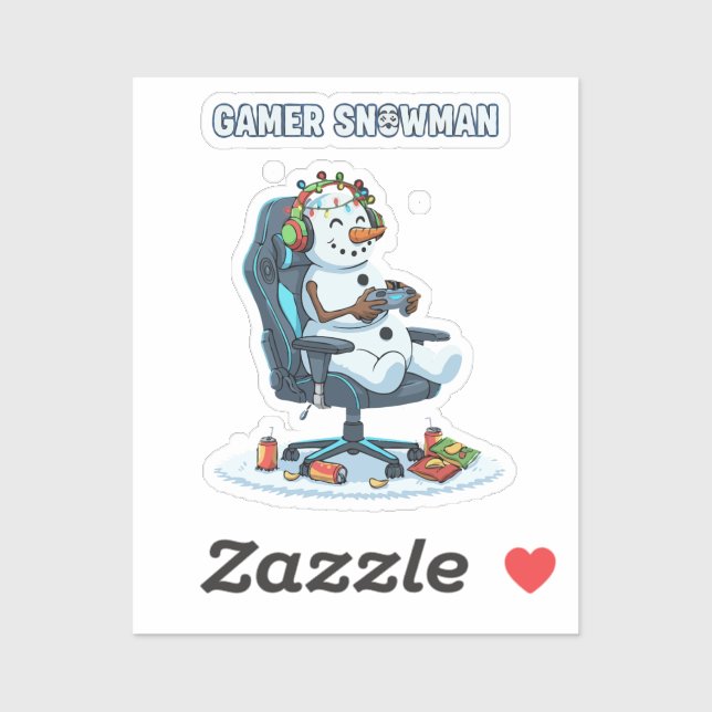 Gamer Snowman Christmas Lights Headset Controller  (Sheet)