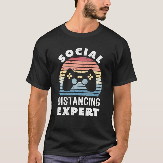 Gamer Social Distancing Gaming Geek T-Shirt (Front)