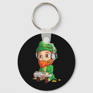 Gamer St Patricks Day Shirt Kids Boys Men Video Ga Keychain