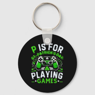 Gamer St Patricks Day Video Game Irish Gaming 2 Keychain