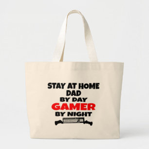 Gamer Stay at Home Dad Large Tote Bag