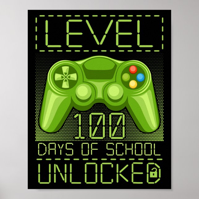 Gamer Student 100th Day 100 Days Of School Teacher Poster (Front)
