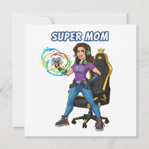 Gamer Super Mom Gaming Controller Cartoon Card