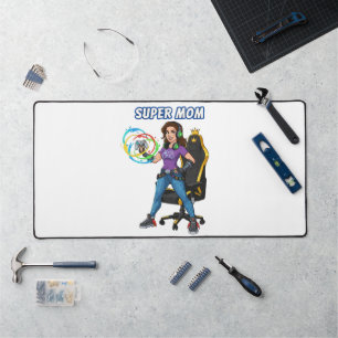 Gamer Super Mom Gaming Controller Cartoon Desk Mat