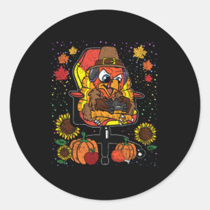 Gamer Thanksgiving Day Gaming Video-game Gamer  Classic Round Sticker