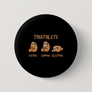 Gamer Triathlete Funny Gaming Sloth Playing Video  2 Inch Round Button
