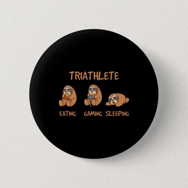 Gamer Triathlete Funny Gaming Sloth Playing Video  2 Inch Round Button (Front)