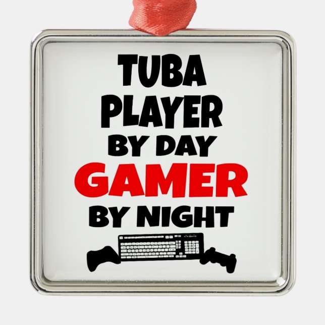 Gamer Tuba Player Metal Ornament (Front)