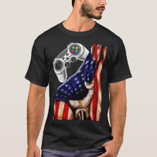 Gamer USA Flag Video Game Player Boys Teens Men T-Shirt