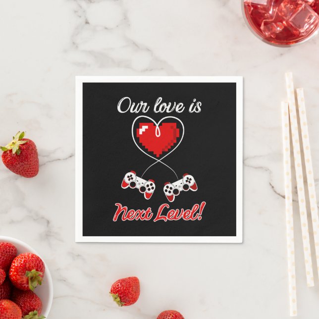 Gamer Valentine Paper Napkins (Insitu)