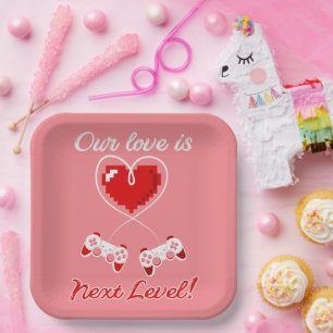 Gamer Valentine Paper Plates