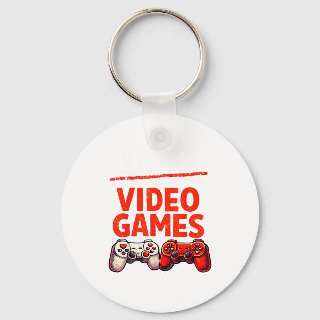 Gamer Valentine V Is For Video Games Valentines Da Keychain (Front)