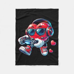 Gamer valentines day heart gaming boys kids men fleece blanket