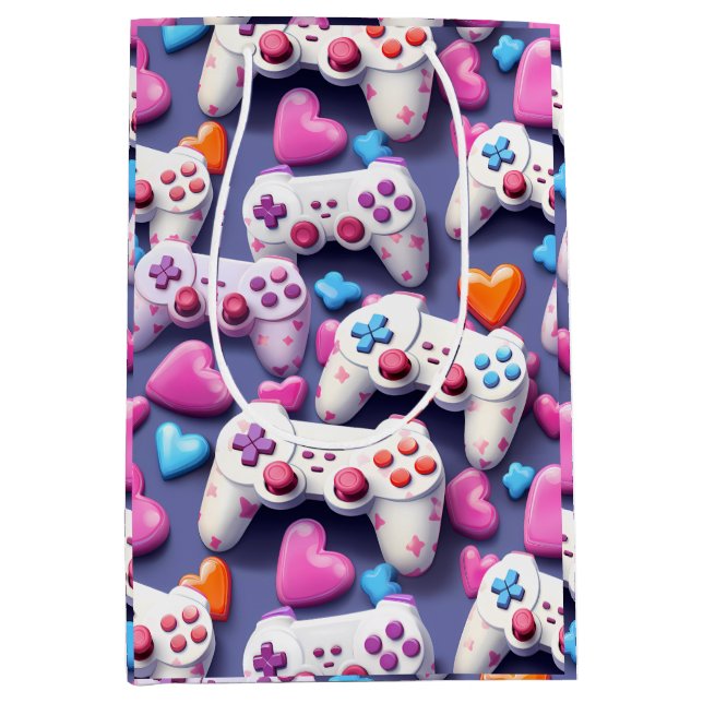 Gamer Valentine's Day Medium Gift Bag (Front)