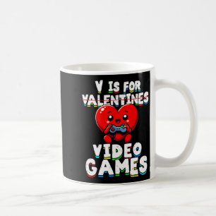Gamer Valentines V For Video Games Boys Funny Hear Coffee Mug